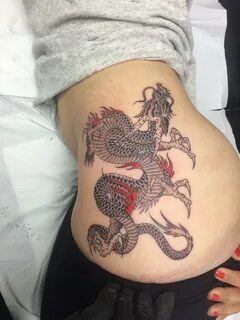 Red Ink Dragon Tattoo On Thigh - Novocom.top