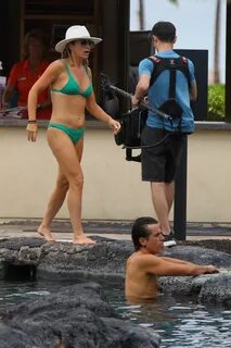 Teddi Jo Mellecamp In a green bikini poolside in Hawaii - Ce