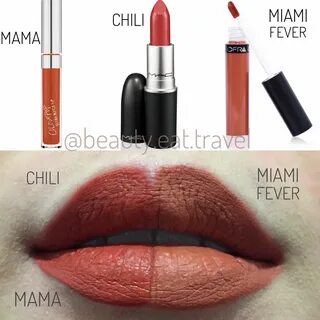 Vibrant burnt orange lipstick dupes: Mac Chili, Colourpop Ma