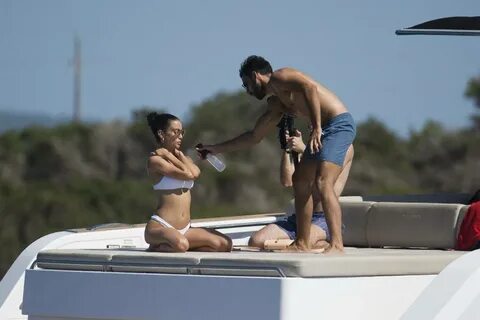 Maria Pedraza - In a white bikini on a yacht in Formentera -