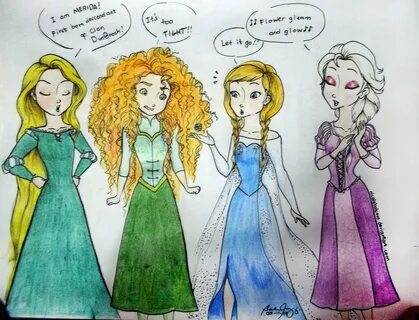 Rapunzel, Merida, Anna, and Elsa. The Big Four Females. Disn