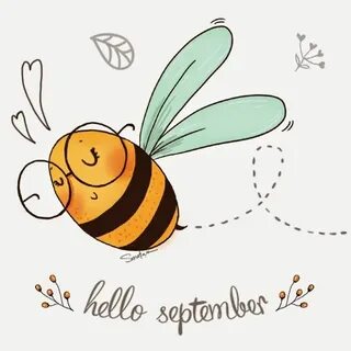 hello september - sernuretta Bee painting, Bee illustration,