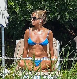 Jennifer Aniston in Blue Bikini at the pool in Portofino Got