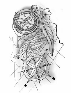#compass #tattoo #stencil #compasstattoostencil Half sleeve 