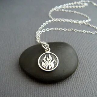 Tiny Silver Fire Element Necklace Flame Small Sterling Four 