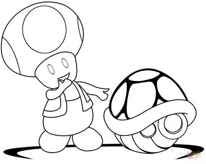 Toad with Green Shell coloring page Free Printable Coloring 