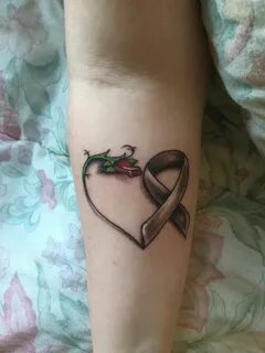 A rose and a cancer ribbon shaped into a heart. - Blurmark