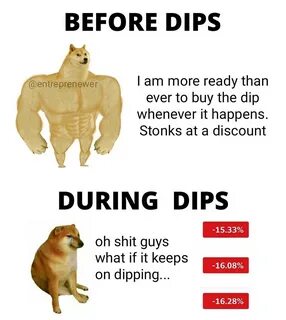 Before Dips vs During Dips meme - Finance Memes, Tips, Photo