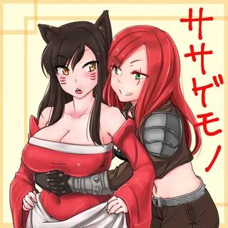 Safebooru - 2girls ahri animal ears bare shoulders black hai