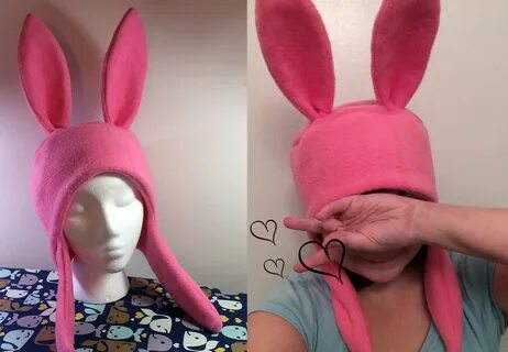Louise Pink Bunny Costume Ears with Hood Hat Bob's Burgers C
