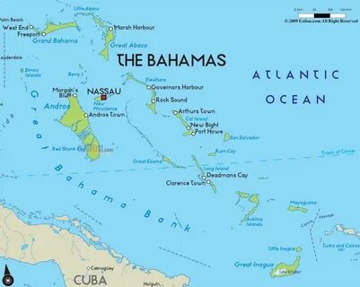 Map of Bahamas: Castaway Cay in The Abaco Islands, Coco Cay 