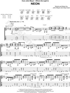 John Mayer "Neon" Guitar Tab in C Minor - Download & Print -