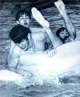 The boys having some fun in the pool. Love me some Beatles. 