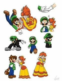 Weegee and Daisy Mario and luigi, Super mario art, Luigi and