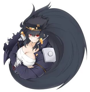 Safebooru - 1girl bandages black hair breast hold breasts cl