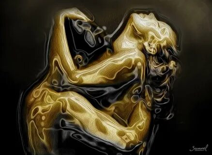 Golden love hug Painting by Samarel Pixels