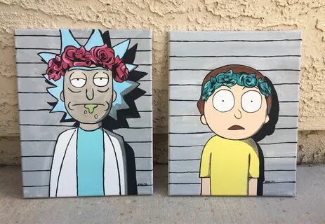 Rick and Morty line up Canvas Painting Mini canvas art, Smal