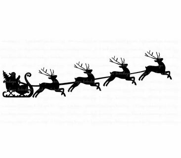 Reindeer pulling Santa's Sleigh Silhouette SVG Christmas Tsh