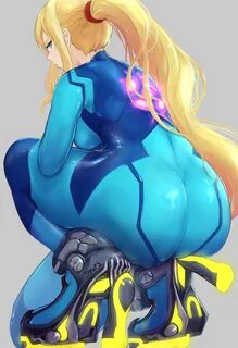 Safebooru - 1girl ass blonde hair blue bodysuit blush bodysu