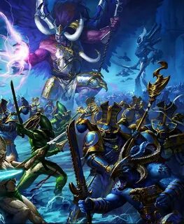 Thousand Sons vs Eldars Warhammer 40k artwork, Warhammer art