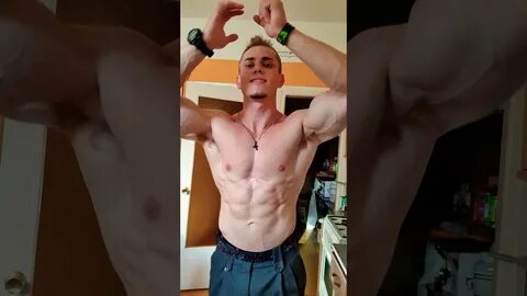 Natural Musclegod teenager Robert Stan flex home and pec bou