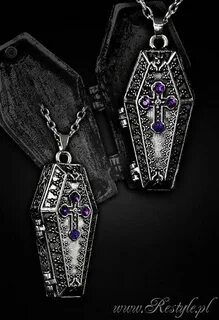 Coffin Locket Collier pendentif, Idées collier, Bijoux gothi