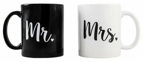 Anniversary Novelty Coffee Mug Set Engagement Cute Mr & Mrs 