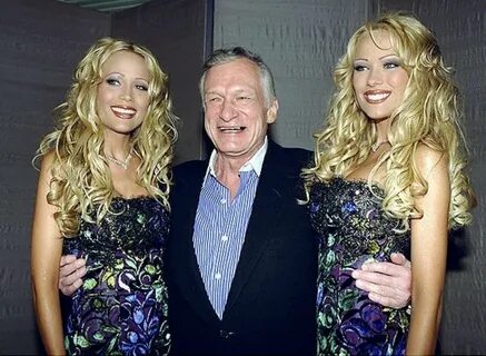 Hugh Hefner, Sandy And Mandy Bentley Twins-12 Famous Hugh He