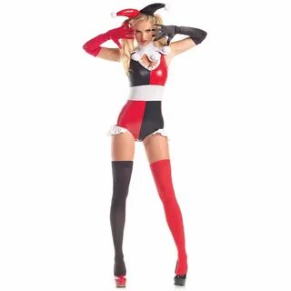 Details about Harlequin Costume Adult Sexy Jester Harley Qui