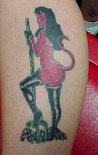 Awesome devil girl tattoo on back shoulder - Tattoos Book - 