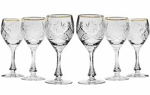 ✔ Барный аксессуар 6 Oz Crystal Cut Wine Glasses on a Long S