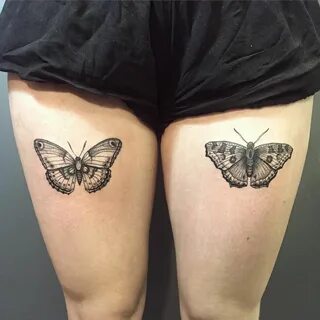 Ravishing Butterflies On Both The Thigh Thigh tattoos women,