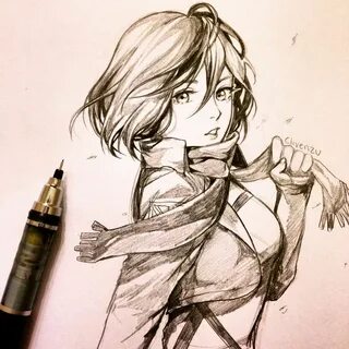 AOT- Mikasa Ackerman Anime sketch, Manga drawing, Drawings