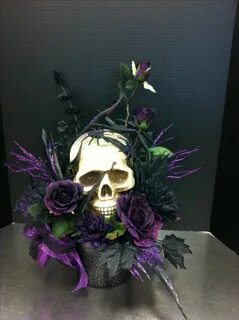 Creepy purple skull custom floral by Andrea for Michaels Rou