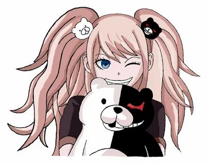 enoshima junko and monokuma danganronpa and 1 more drawn by 