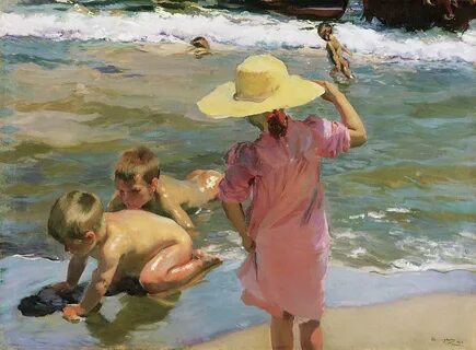 The Young Amphibians Painting by Joaquin Sorolla Y Bastida P
