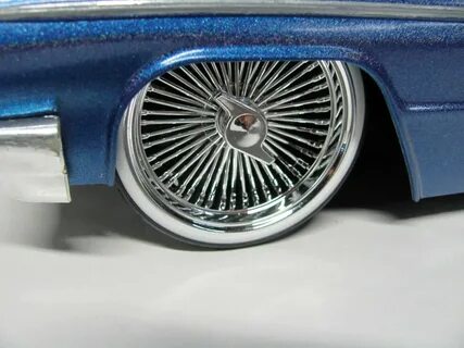 1/10 Scale Lowrider Wire Wheel/ White Wall Tire Set for R/C 