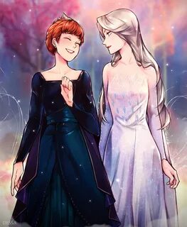 Elsa fifth Element And Anna queen of Arendelle fanart based 