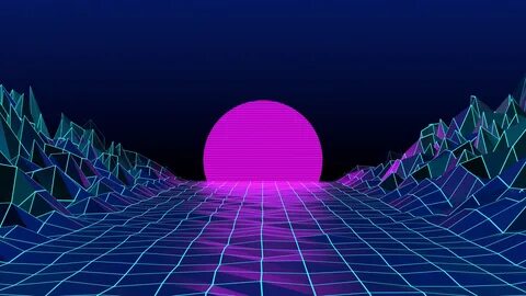 pink moon 3D graphic illustration Retro style #1980s #abstract #synthwave #...