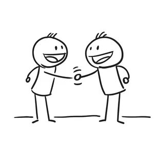 Business Stick Figures Shaking Hands - Фото база