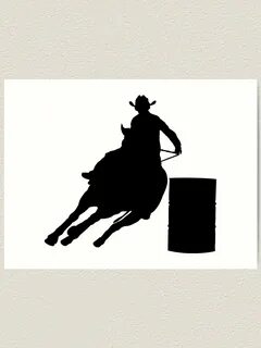 "Rodeo Theme - Barrel Racer Silhouette" Art Print by Sandpip