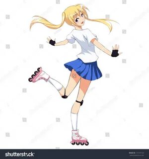 Happy Girl Roller Skates Stock Illustration 113107129 Shutte