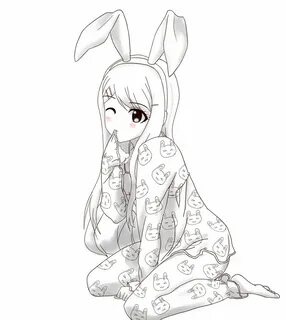 Lineart Bunny Anime Drawing Sayaka Chan Jerikuto Getdrawings