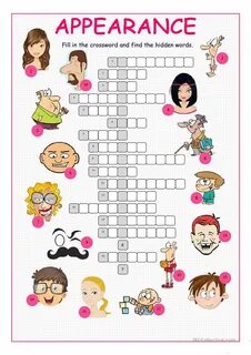 Appearance Crossword Puzzle Crossword, Worksheets for kids, 