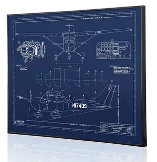 Cessna 172 Blueprint Artwork-Laser Marked & Personalized-The