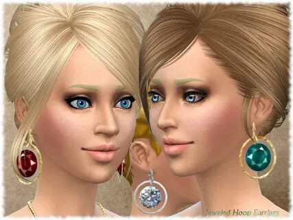 The Sims Resource - Jeweled Hoop Earrings