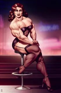 Diner Muscle pinup Female muscle growth, Art girl, Art