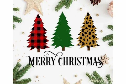 Merry Christmas svg, Christmas tree svg, Buffalo plaid svg (