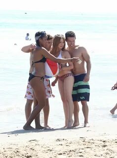 JENNETTE MCCURDY in Bikini with Friends at a Beach in Santa 