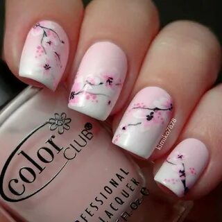 floral nail designs 5 Pale nails, Cherry blossom nails, Cher